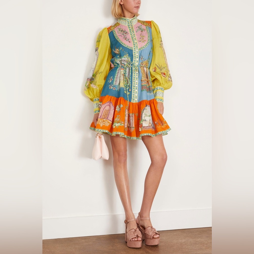 Commense Print Mock-Neck Dress Without  Belt